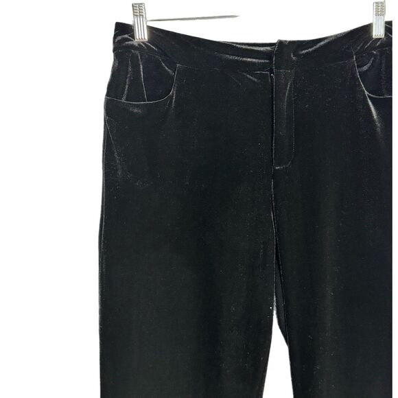 Medium BLACK VELVET BOOTCUT PANTS 30” High Rise Marc VELOUR NEW YORK ANDREW MARC - Picture 3 of 9
